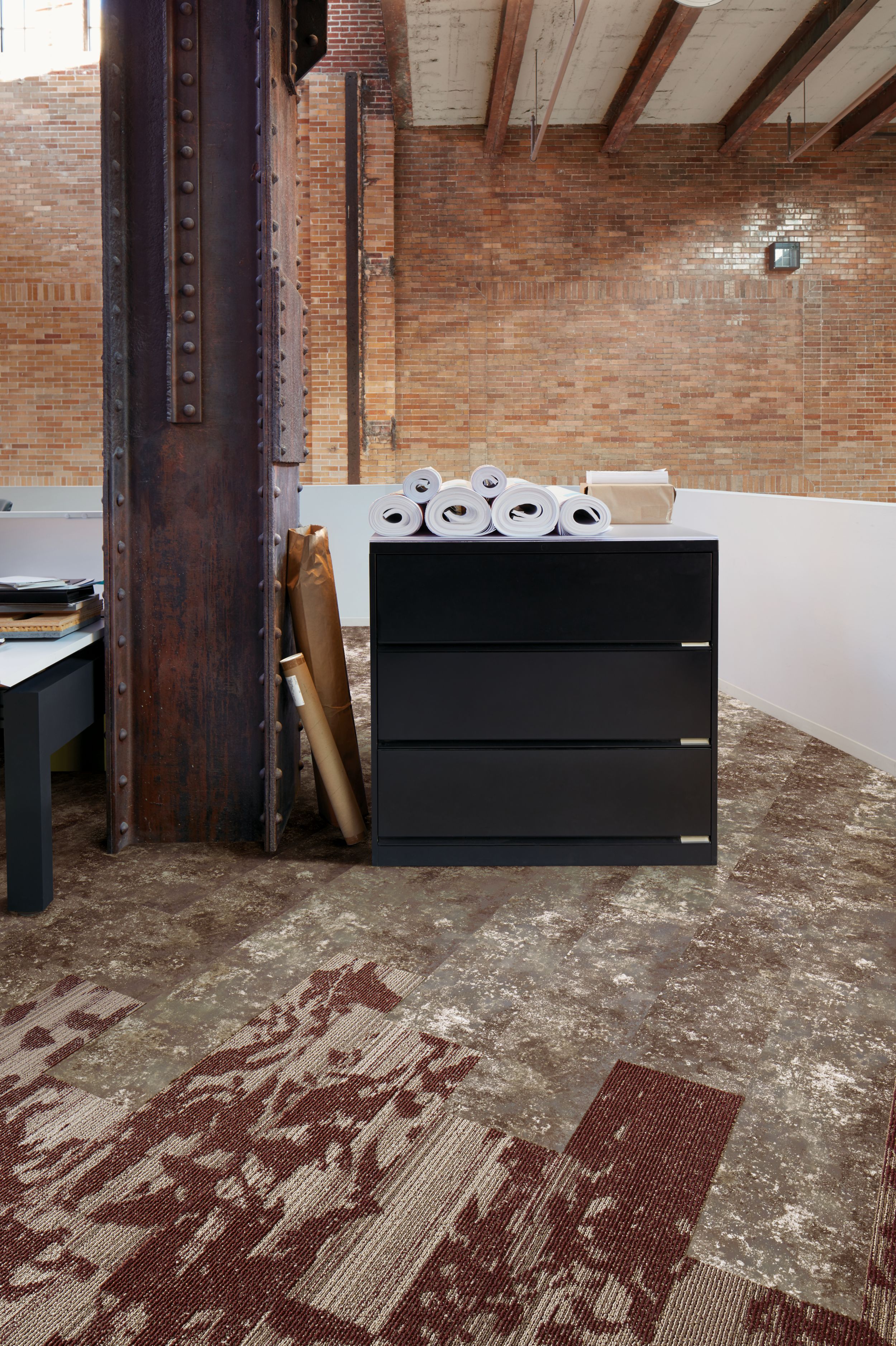 Interface Boundary Metallics LVT and Glazing carpet tile in industrial themed workspace image number 5